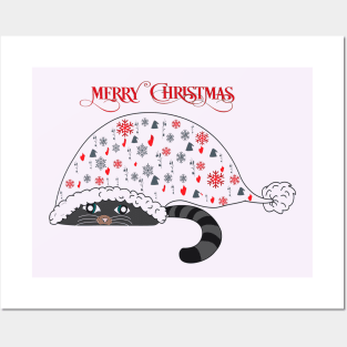 Gato santa claus Posters and Art